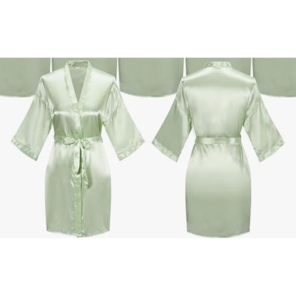 Bride Bridesmaids Robe for Women Lightweight Bridal Satin Robe Ligth Green